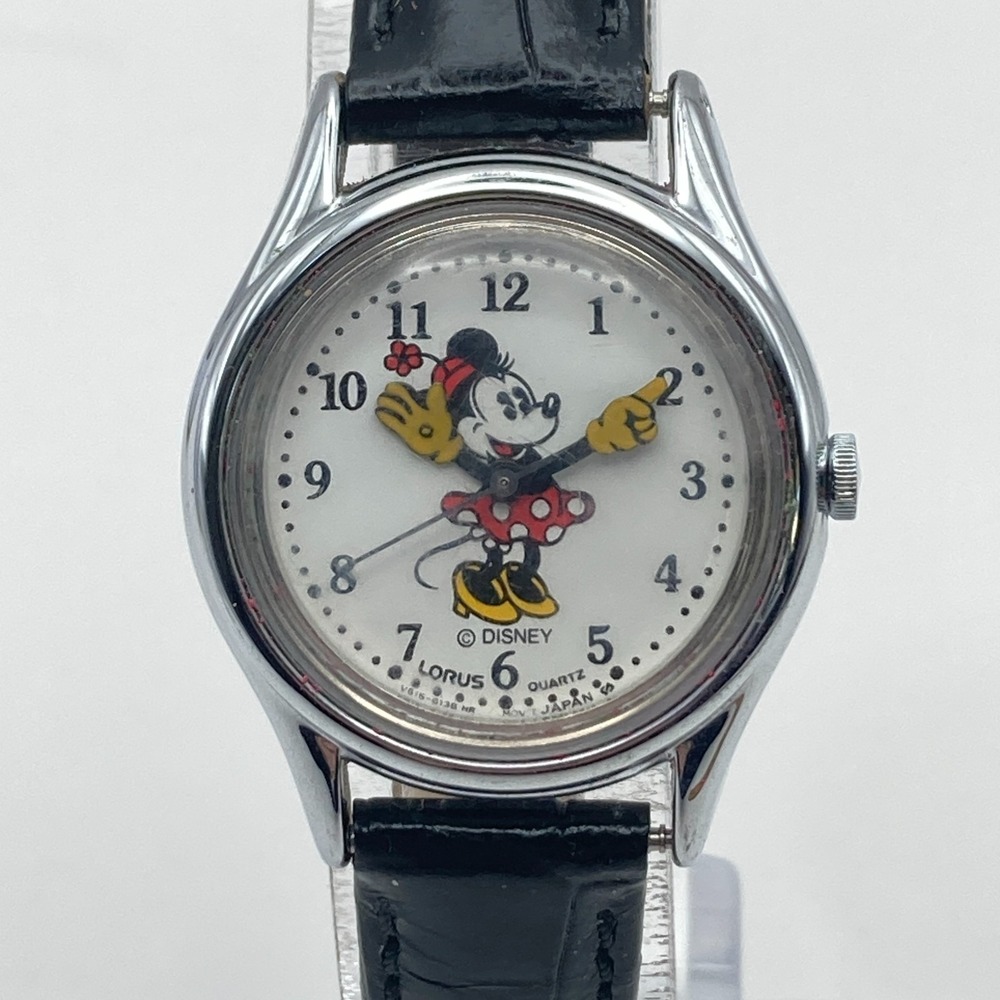 Vtg Disney Lorus Womens Minnie Mouse Watch Pointing Hands V515-6080 New Battery